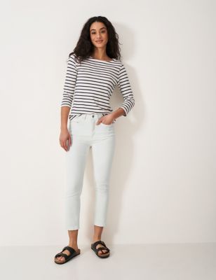 Crew Clothing Womens Mid Rise Skinny Cropped Jeans - 14 - White, White,Cobalt,Light Pink,Khaki