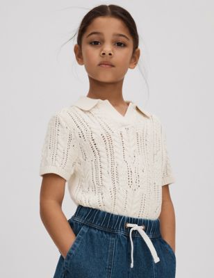 Reiss Girl's Cotton Rich Knitted Top (4-14 Yrs) - 9-10Y - Cream, Cream