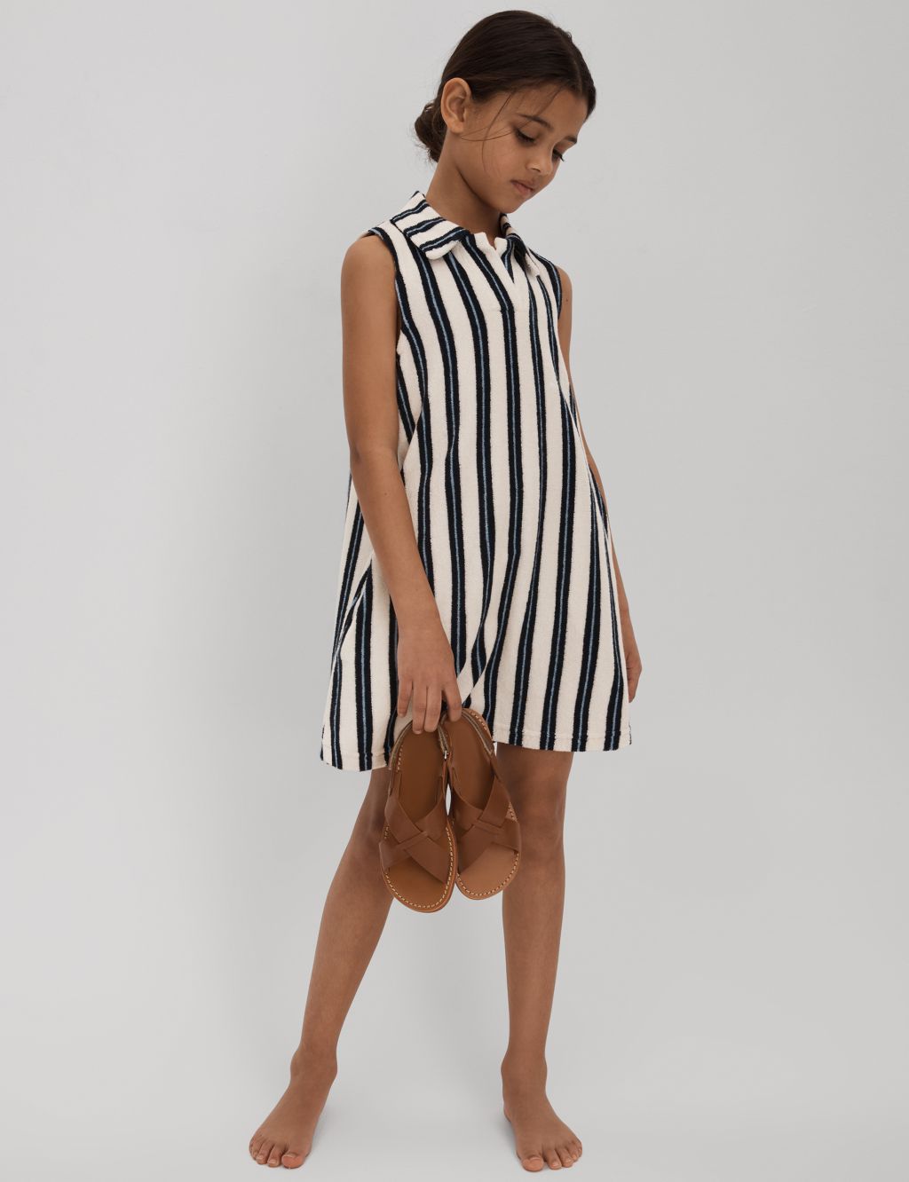 Cotton Blend Striped Dress (4-14 Yrs)