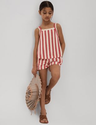 Reiss Girls Cotton Blend Striped Top & Bottom Outfit (4-14 Yrs) - 13-14 - Pink, Pink