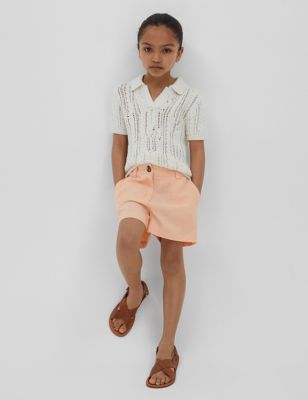 Reiss Girl's Pure Linen Shorts (4-14 Yrs) - 13-14 - Orange, Orange,Blue