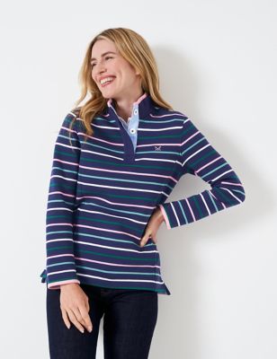 Crew Clothing Womens Cotton Rich Embroidered Sweatshirt - 10 - Navy Mix, Navy Mix