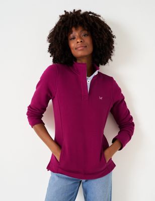 Crew Clothing Womens Cotton Rich Embroidered Sweatshirt - 8 - Berry, Berry