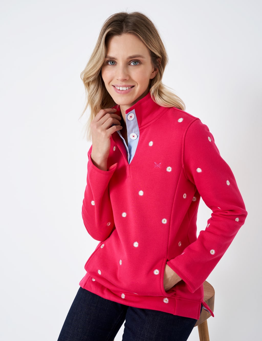Cotton Rich Embroidered Floral Sweatshirt image 1
