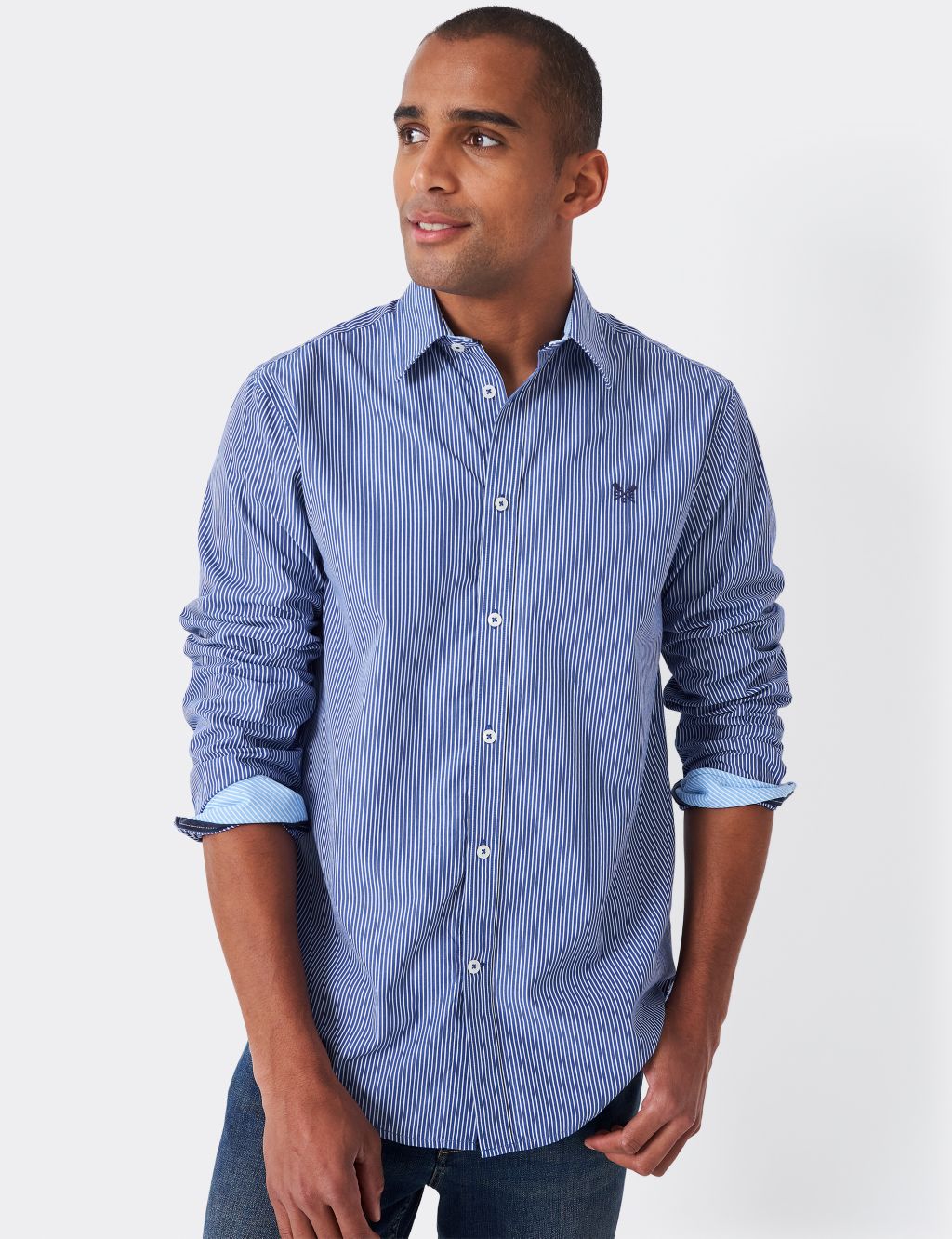 Regular Fit Pure Cotton Striped Poplin Shirt image 1