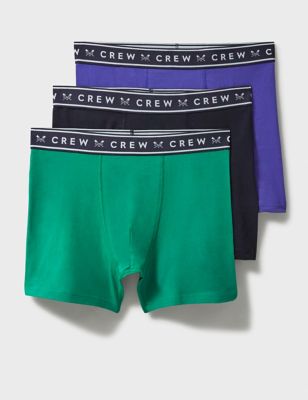 Crew Clothing Mens 3pk Cotton Rich Jersey Boxers - L - Blue Mix, Blue Mix