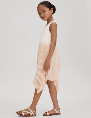 Reiss Girl's Cotton Rich Pleated Dress (4-14 Yrs) - 7-8 Y - Cream, Cream