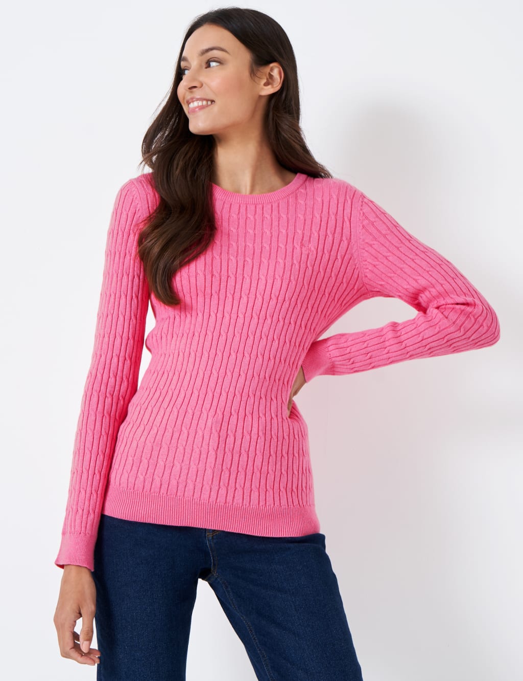 Cotton Rich Cable Knit Jumper with Cashmere image 1