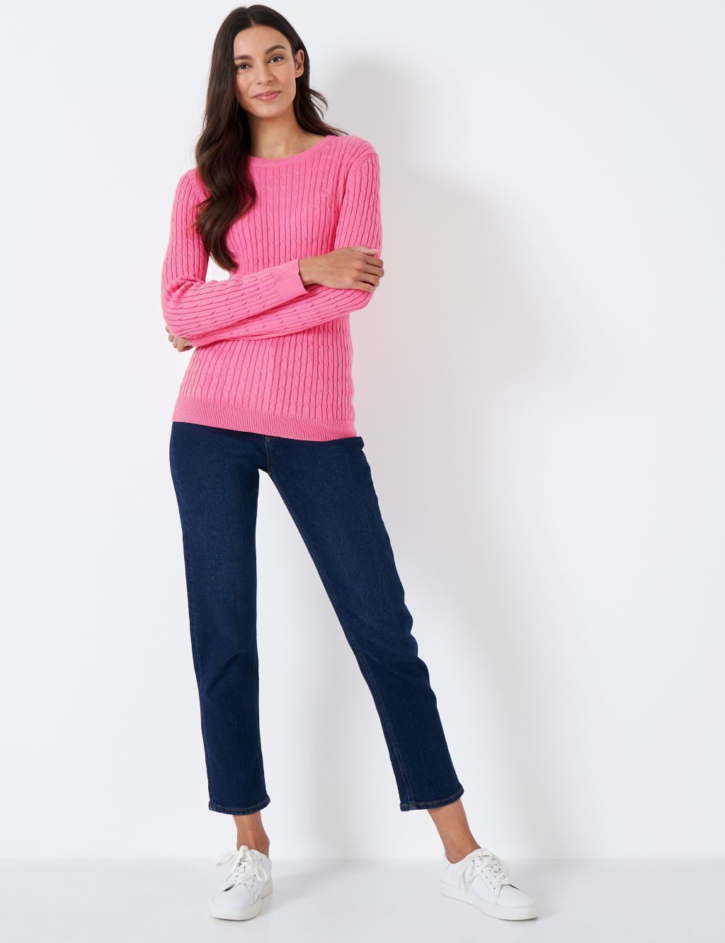 Cotton Rich Cable Knit Jumper with Cashmere image 2