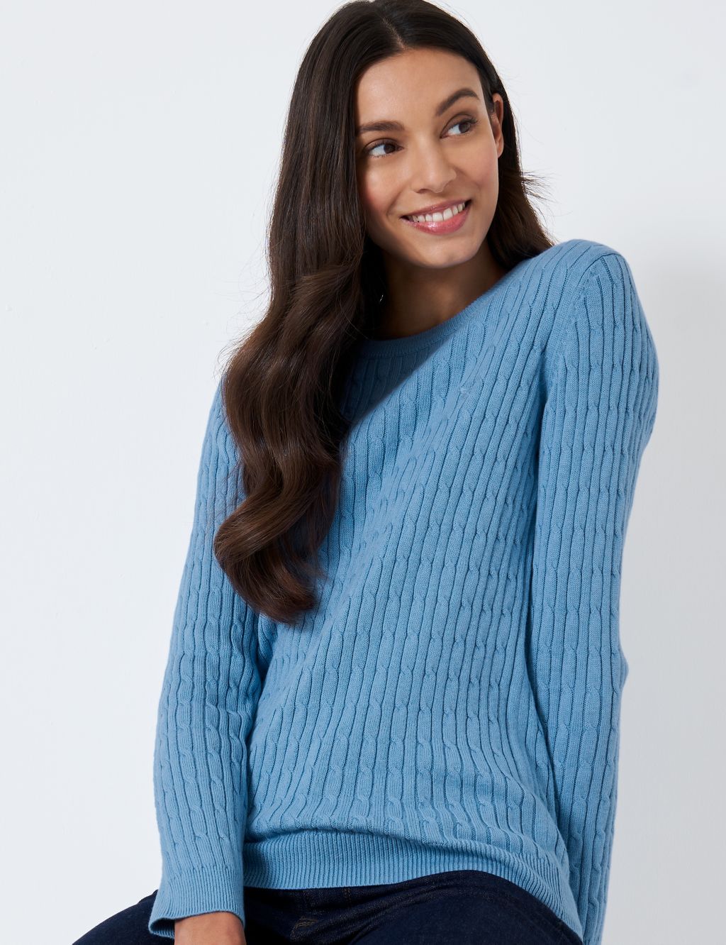 Cotton Rich Cable Knit Jumper with Cashmere image 1