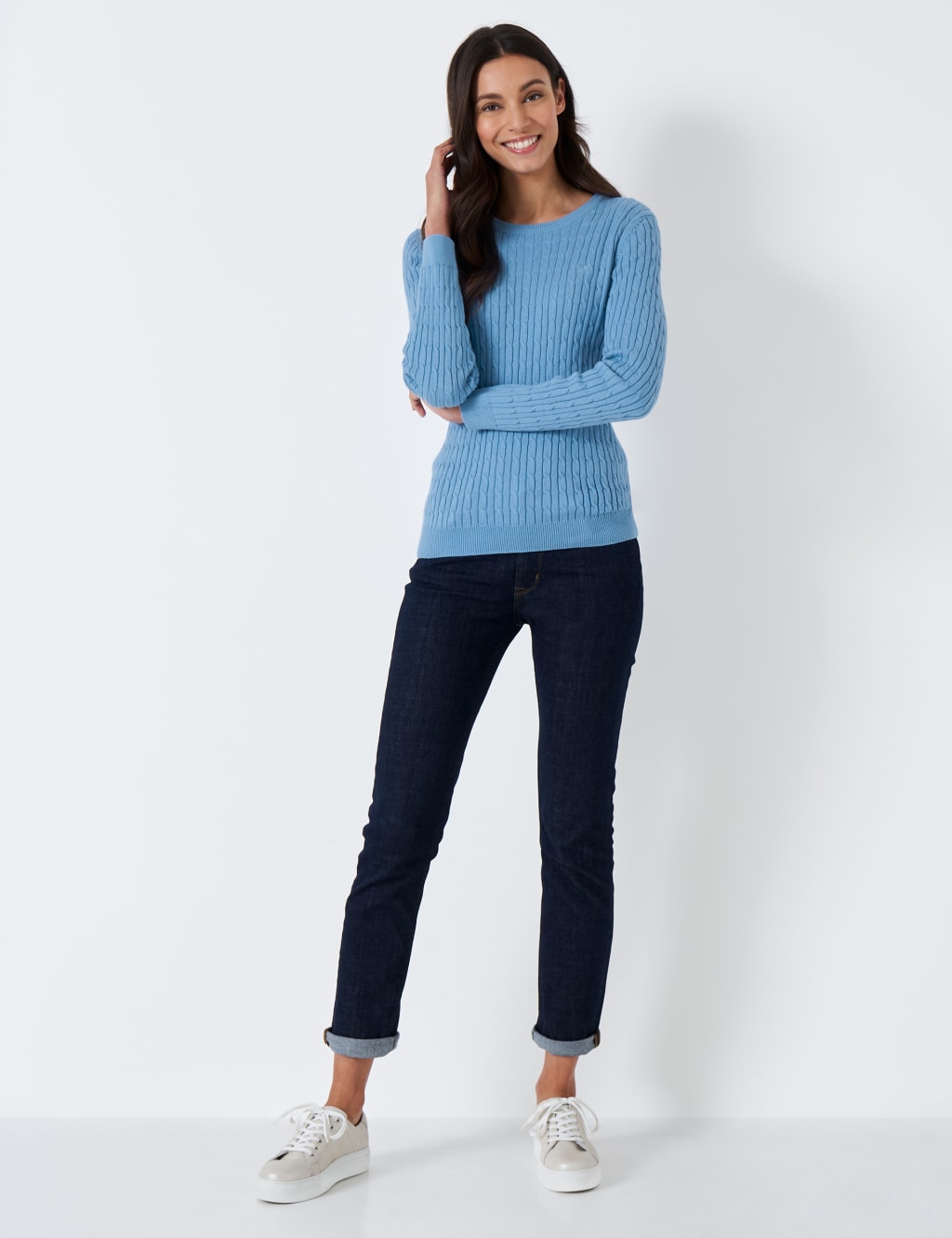 Cotton Rich Cable Knit Jumper with Cashmere image 2