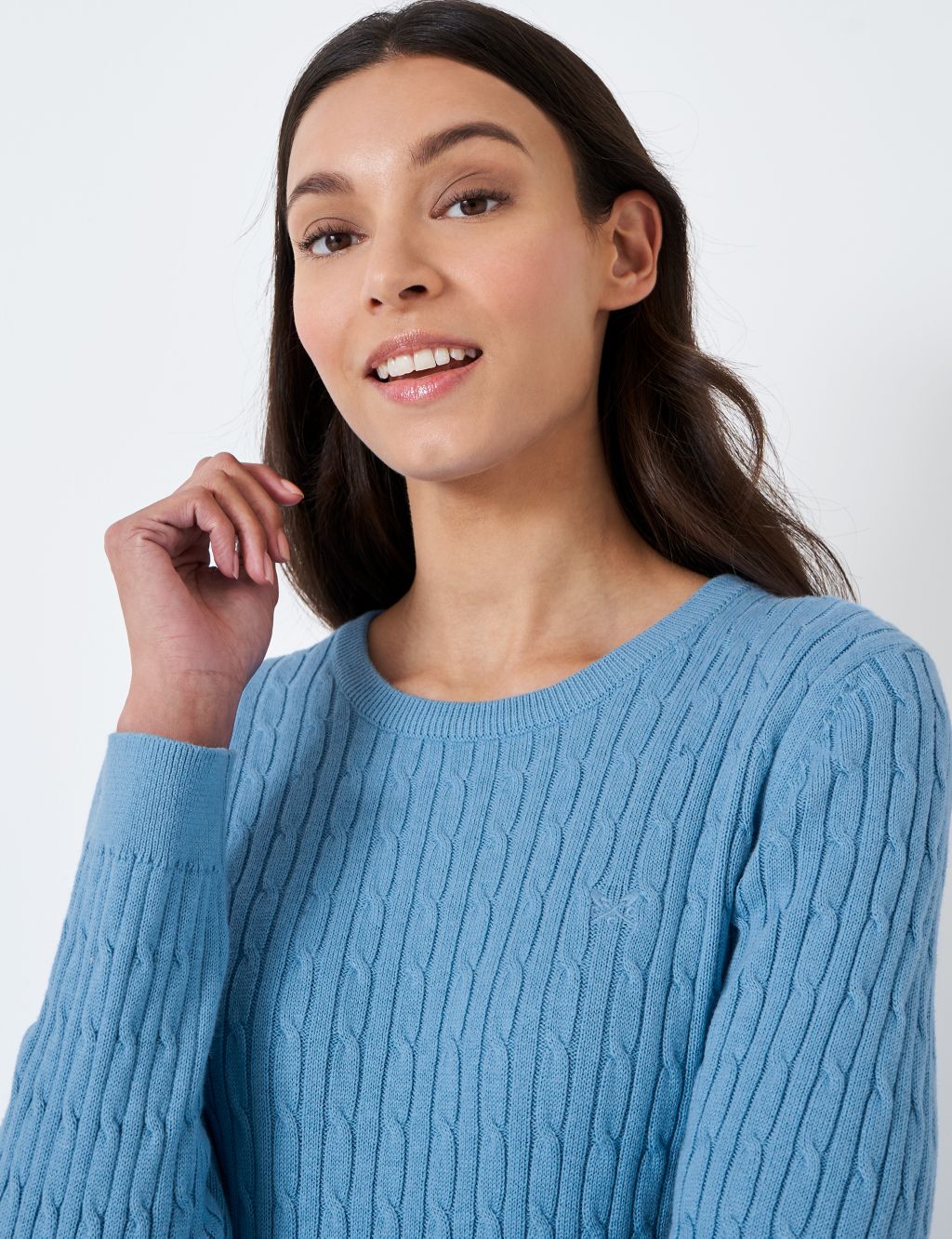 Cotton Rich Cable Knit Jumper with Cashmere image 4