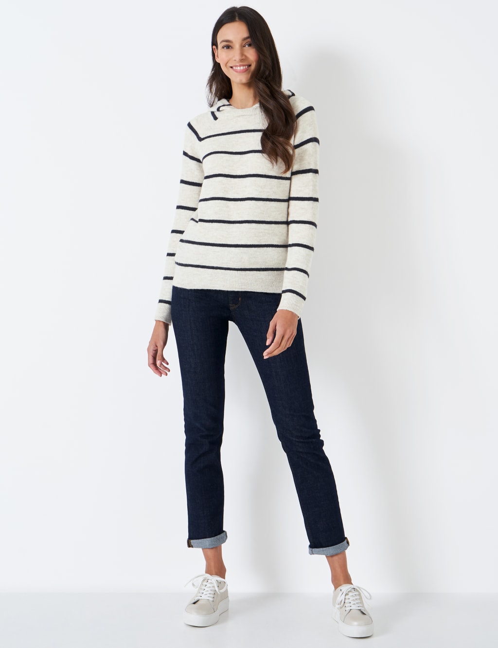 Striped Round Neck Knitted Hoodie image 2