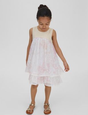 Reiss Girl's Pure Linen Sequin Dress (4-14 Yrs) - 5-6 Y - Pink, Pink