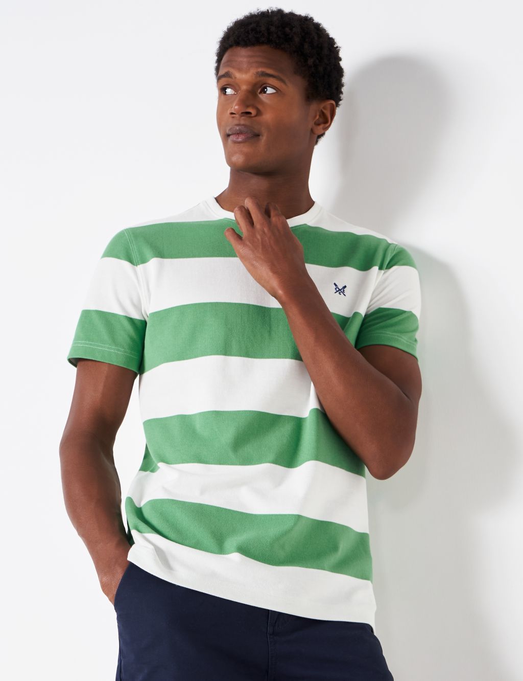 Pure Cotton Striped Pique T-Shirt image 1