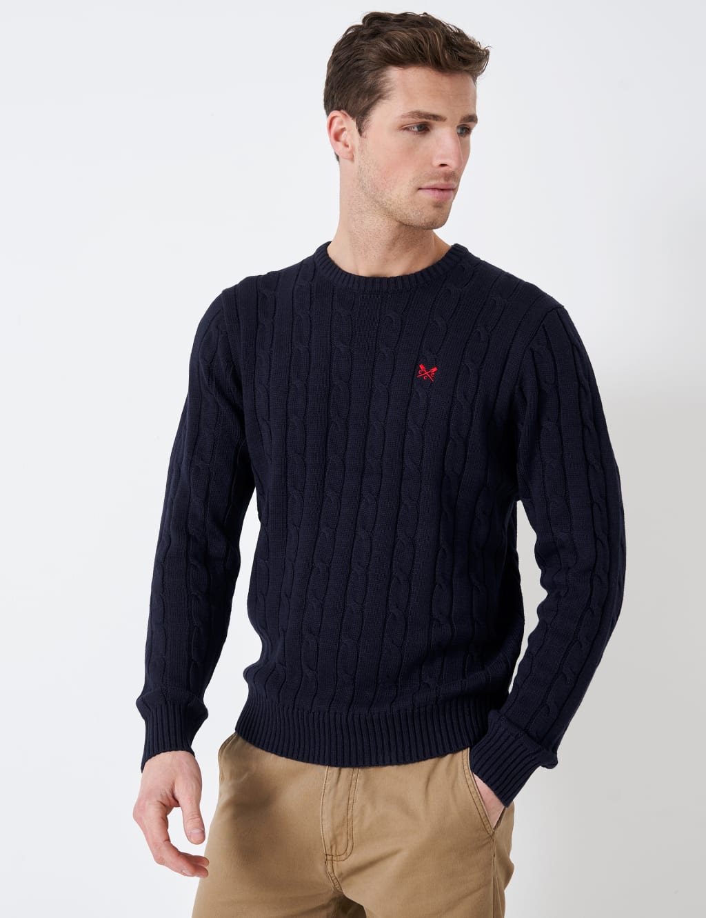 Cotton Blend Textured Crew Neck Jumper image 1