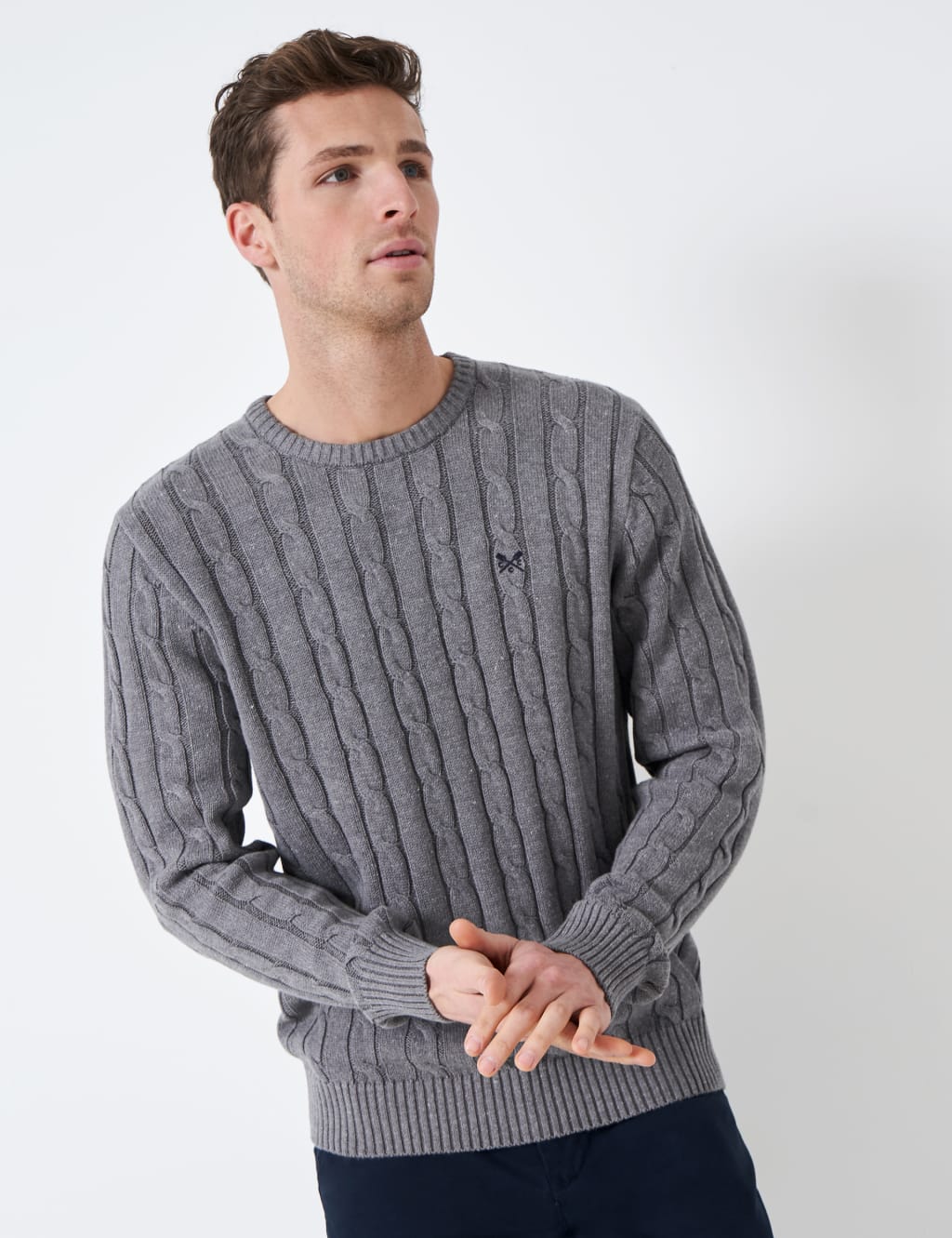 Cotton Blend Textured Crew Neck Jumper image 1