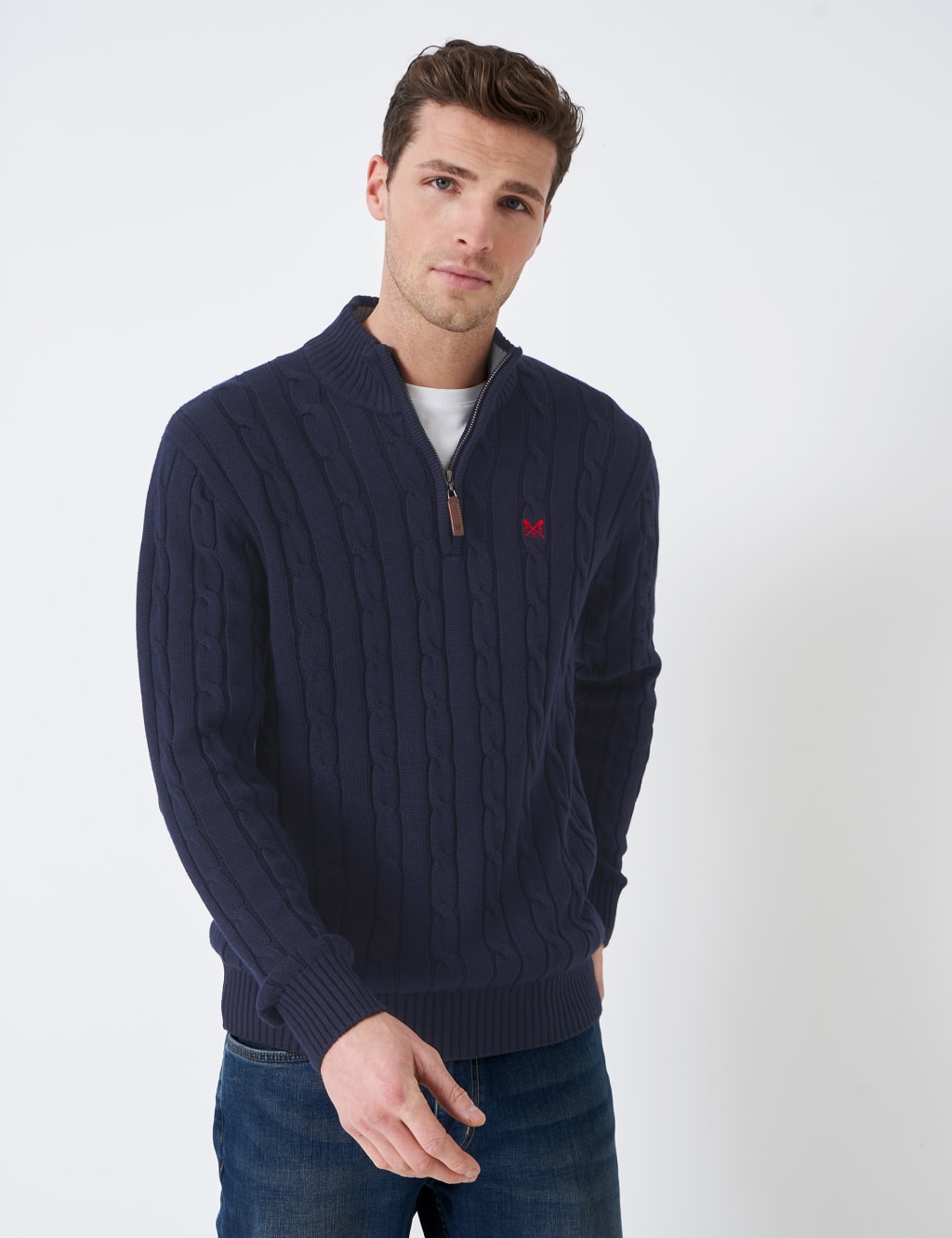 Cotton Blend Textured Half Zip Jumper image 1