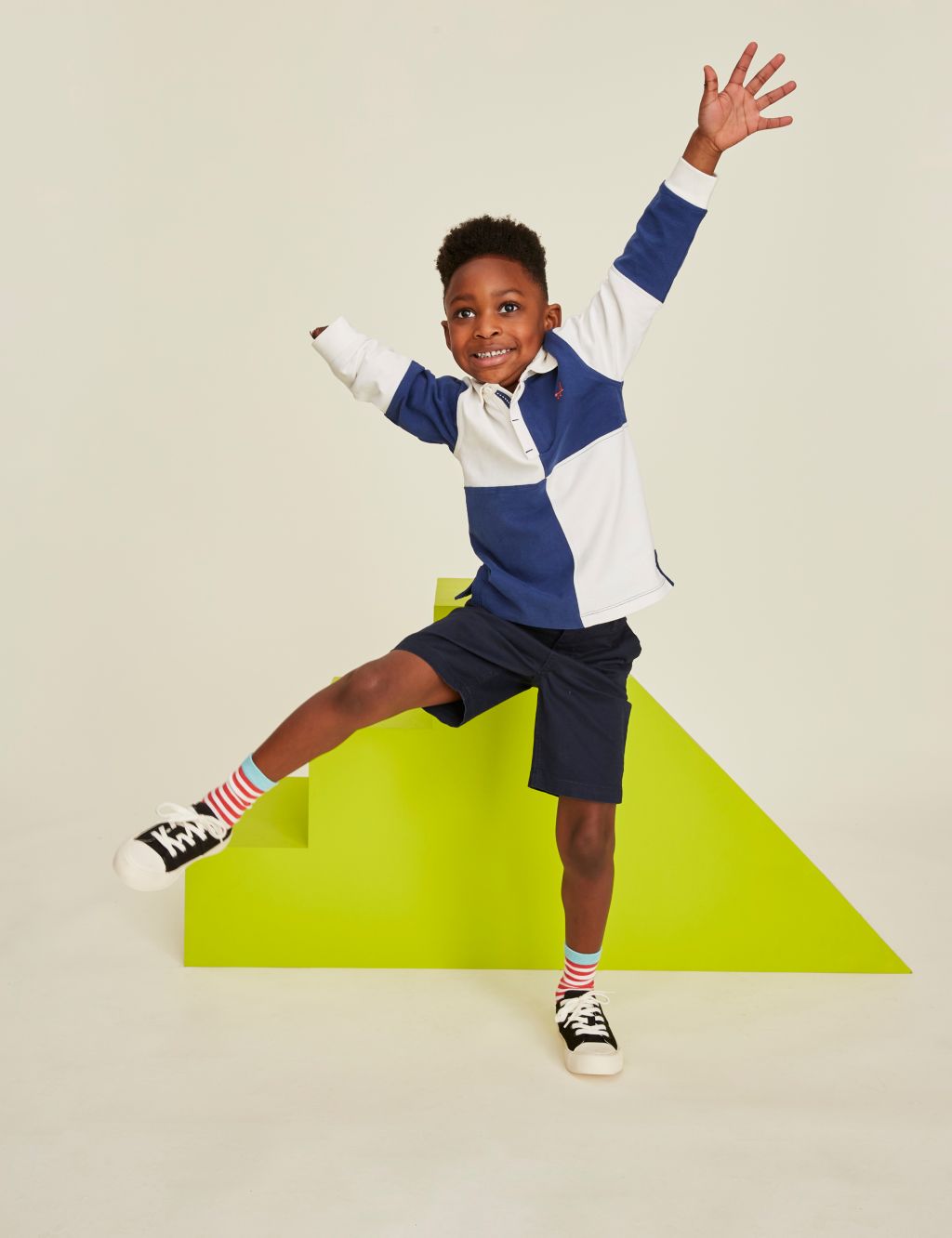 Pure Cotton Colour Block Rugby Top (3-12 Yrs)