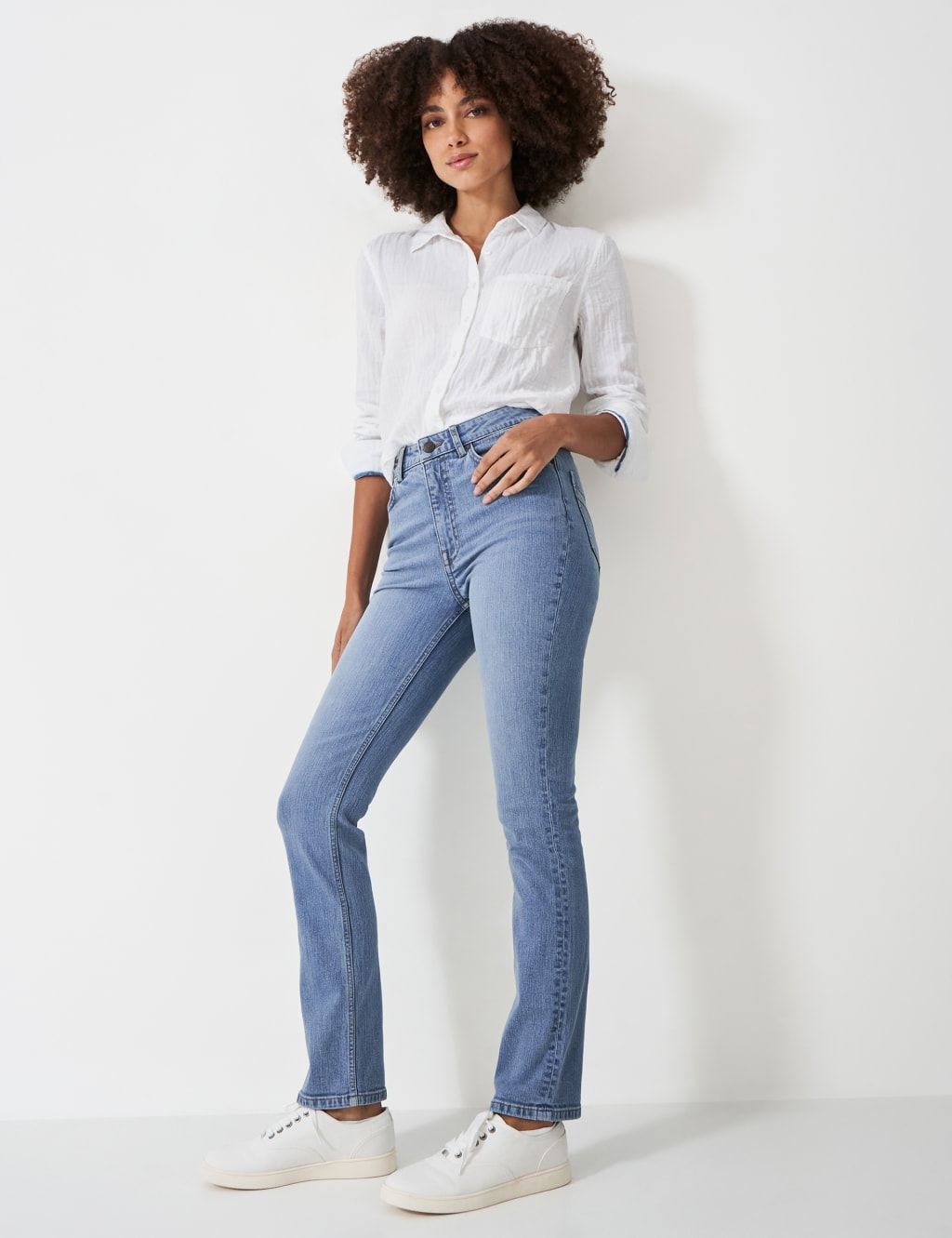 Mid Rise Straight Leg Jeans