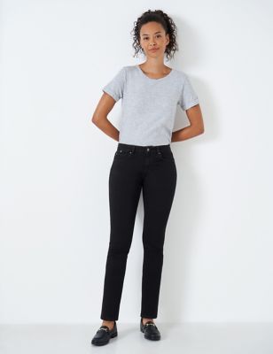 Crew Clothing Womens Mid Rise Straight Leg Jeans - 12REG - Black, Black