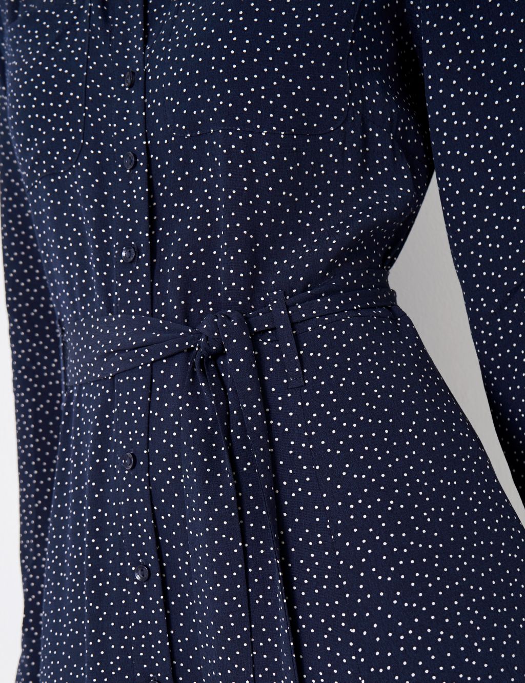 Polka Dot Tie Waist Midi Shirt Dress image 5