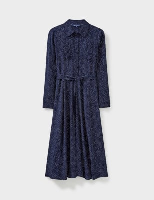 Crew Clothing Womens Polka Dot Tie Waist Midi Shirt Dress - 6 - Navy Mix, Navy Mix