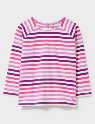Crew Clothing Girl's Pure Cotton Striped Top (3-12 Yrs) - 7-8 Y - Pink Mix, Pink Mix