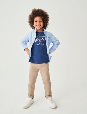 Crew Clothing Boy's Pure Cotton Oxford Shirt (3-12 Yrs) - 8-9 Y - Light Blue, Light Blue