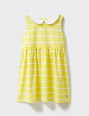 Crew Clothing Girls Pure Cotton Striped Dress (3-12 Yrs) - 9-10Y - Yellow Mix, Yellow Mix