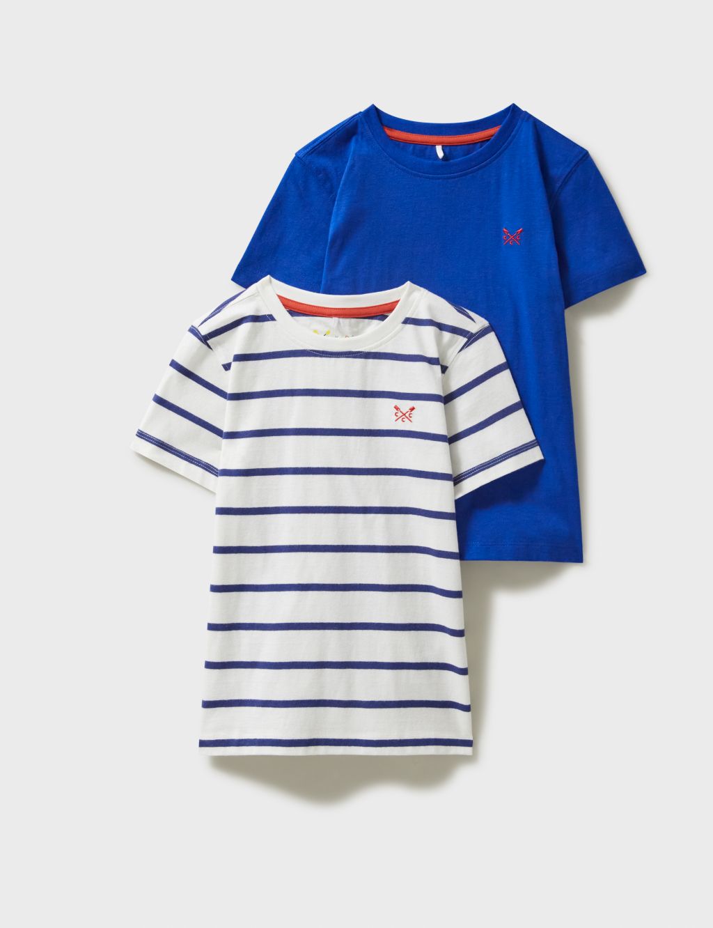 2pk Pure Cotton Plain & Striped T-Shirts (3-12 Yrs)