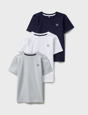 Crew Clothing Boys 3pk Pure Cotton Plain T-Shirts (3-12 Yrs) - 10-11 - Navy Mix, Navy Mix