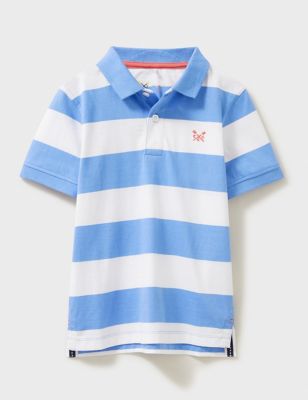 Crew Clothing Boys Pure Cotton Striped Polo Shirt (3-12 Yrs) - 7-8 Y - Blue Mix, Blue Mix