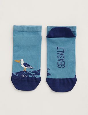 Seasalt Cornwall Women's Seagull Trainer Socks - Blue Mix, Blue Mix