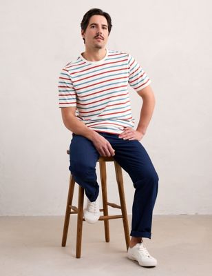 Seasalt Cornwall Men's Pure Cotton Striped T-Shirt - Multi, Multi,Blue Mix,White Mix