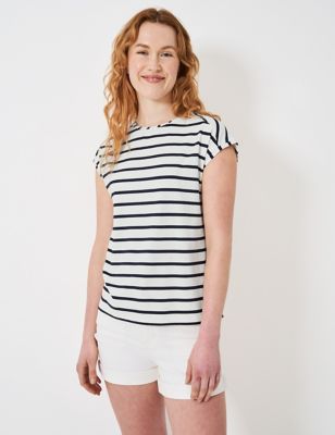 Crew Clothing Womens Modal Rich Striped T-Shirt - 6 - White, White