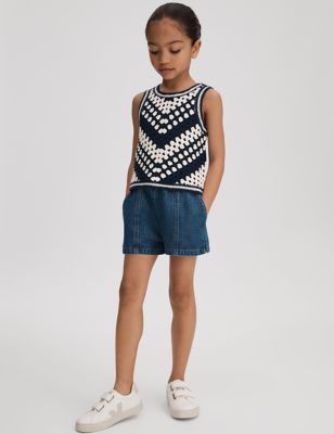 Reiss Girl's Pure Cotton Knitted Vest (4-14 Yrs) - 11-12 - White, White