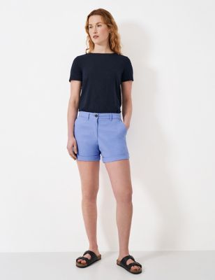 Crew Clothing Women's Cotton Rich Chino Shorts - 16 - Cornflower, Cornflower,Navy
