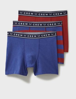 Crew Clothing Men's 3pk Cotton Rich Jersey Boxers - L - Red Mix, Red Mix