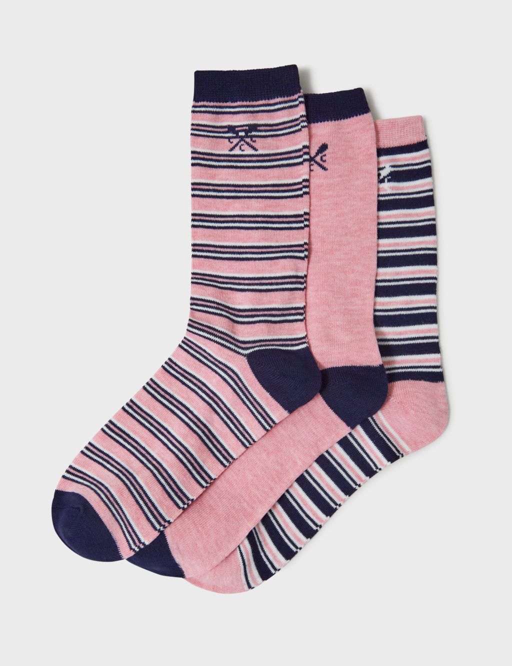 3pk Striped Ankle High Socks