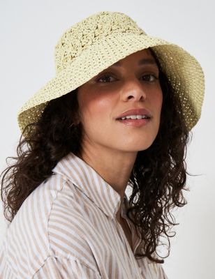 Crew Clothing Womens Straw Weave Floppy Bucket Hat - Natural, Natural