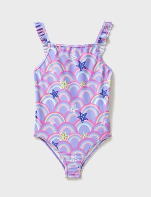 Crew Clothing Girls Star Print Swimsuit (3-9 Yrs) - 4-5 Y - Purple Mix, Purple Mix