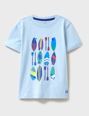 Crew Clothing Boys Pure Cotton Patterned T-Shirt (3-12 Yrs) - 8-9 Y - Blue Mix, Blue Mix