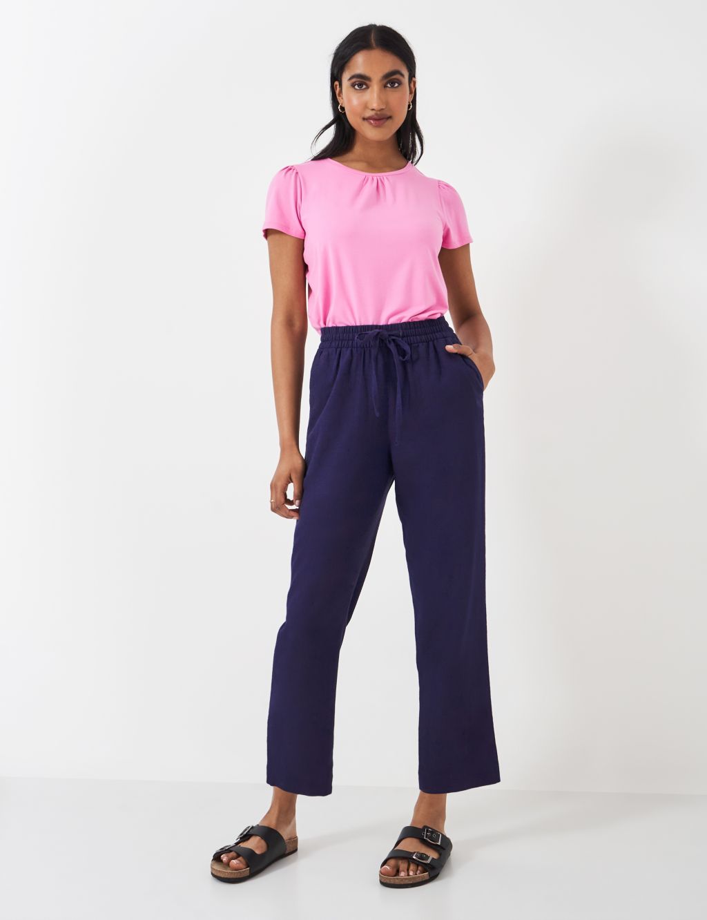Linen Rich Drawstring Tapered Trousers