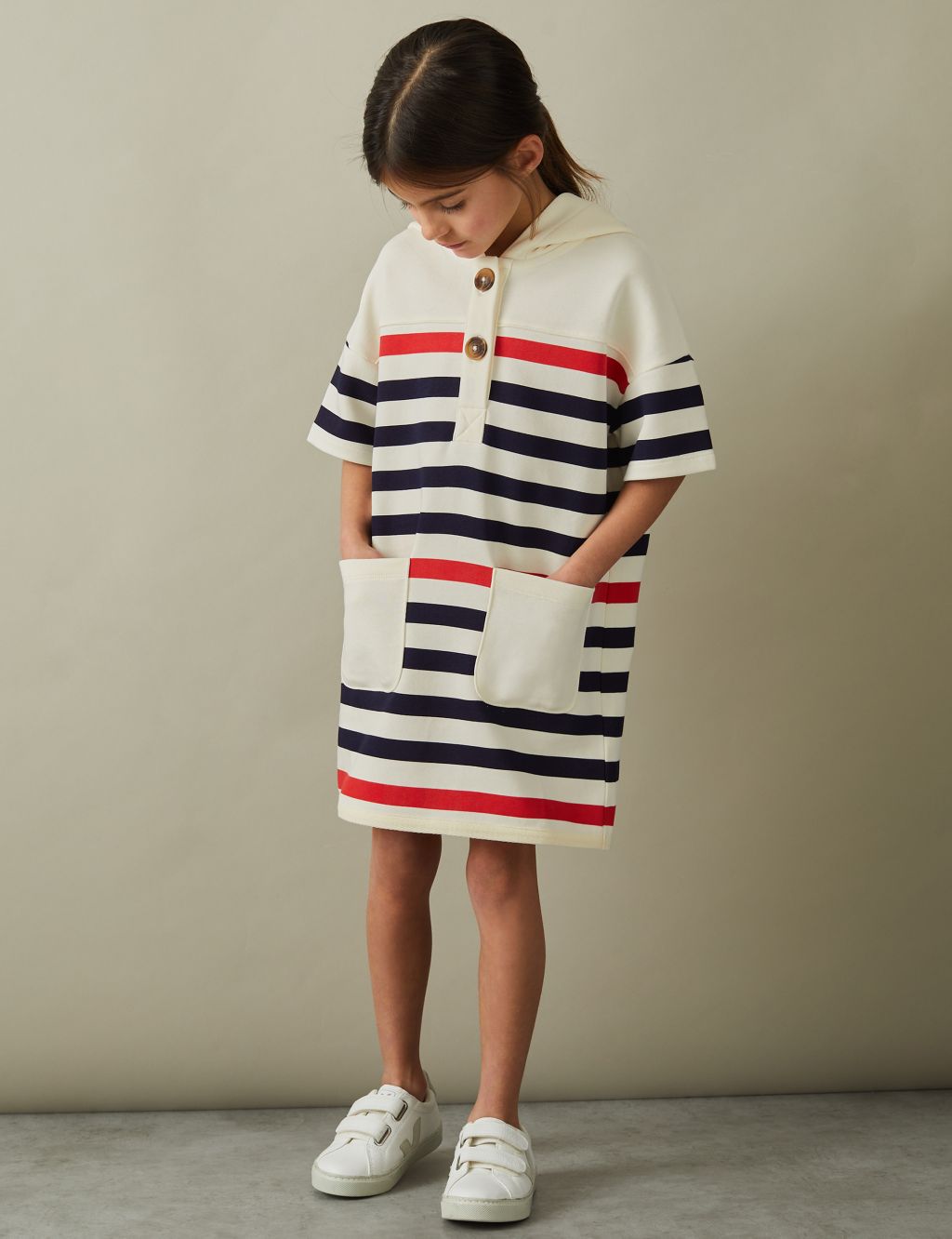 Cotton Rich Striped Hooded Dress (4-14 Yrs)