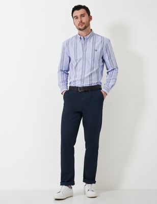 Crew Clothing Men's Pure Cotton Striped Oxford Shirt - Light Blue Mix, Light Blue Mix