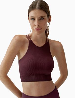Born Womens Naia Seamless Non Wired Sports Bra - Cherry Red, Cherry Red