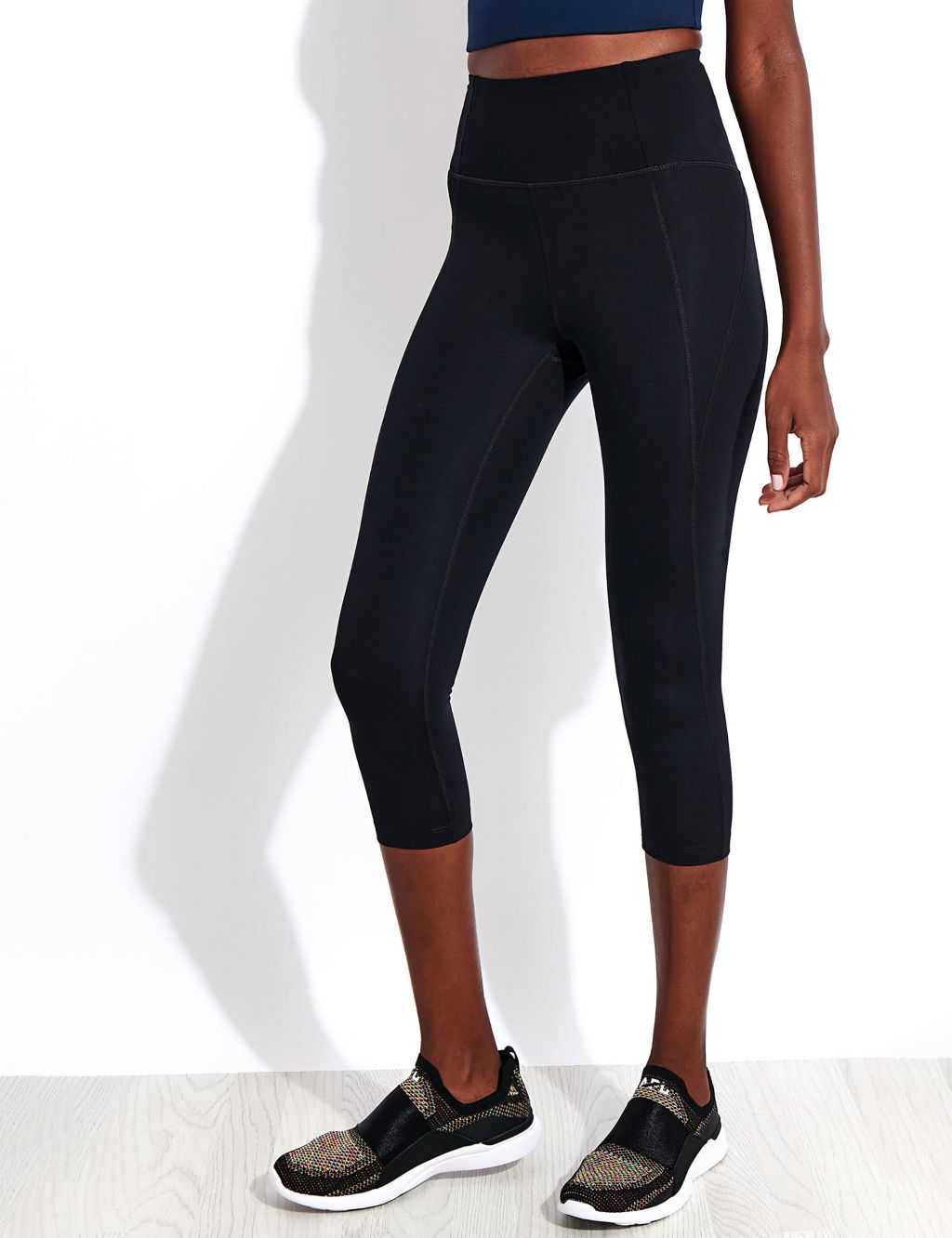 Compressive High Waisted Cropped Leggings image 1