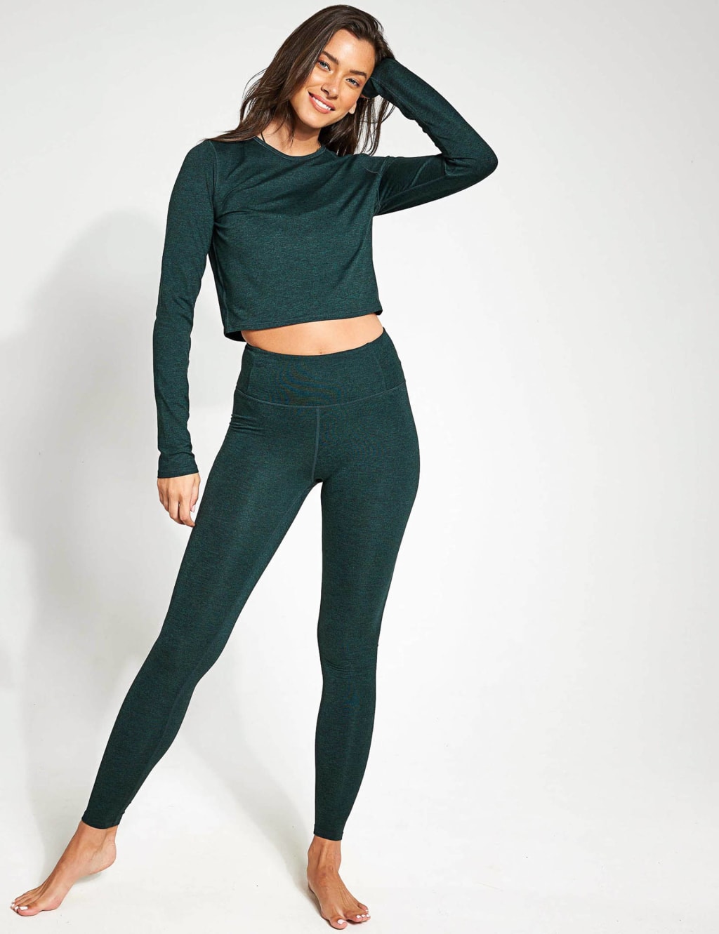 Women's Casual Plain Regular Dark Green Leggings L 