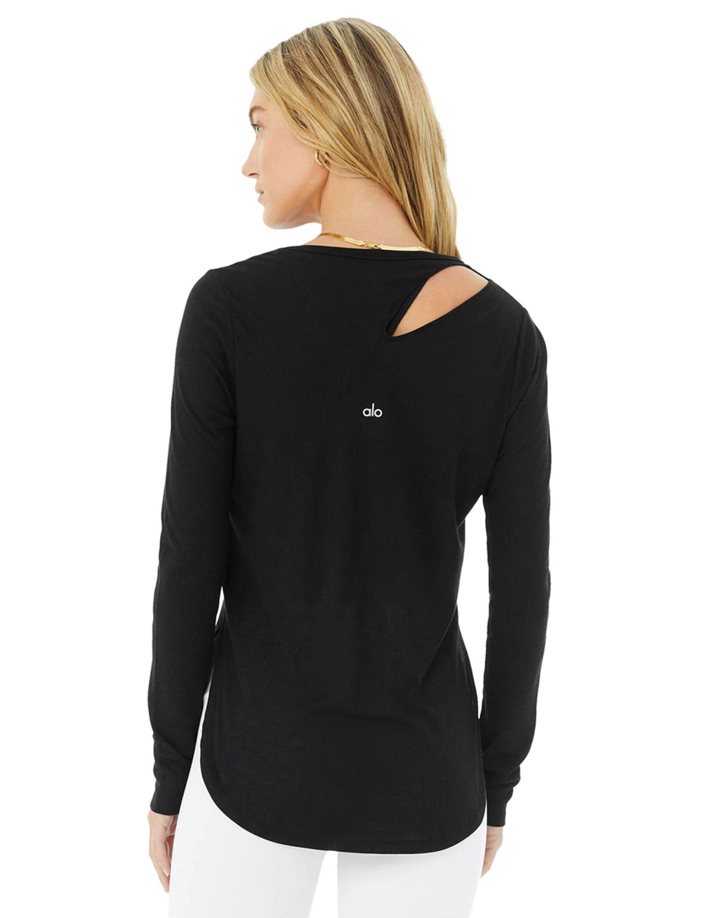 Ribbed Peak Cutout Long Sleeve Top image 6